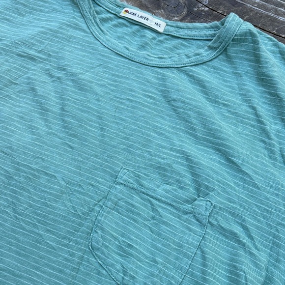 Marine Layer green Striped Short Sleeve Tee size M/L - Picture 3 of 4